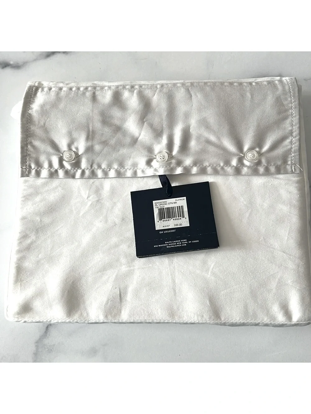 Ralph Lauren RL Organic Sateen Border Duvet Cover, Twin New w/Tag Retail $330